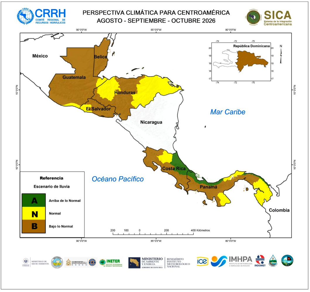 Perspectiva climática Centroamérica agosto-octubre 2026